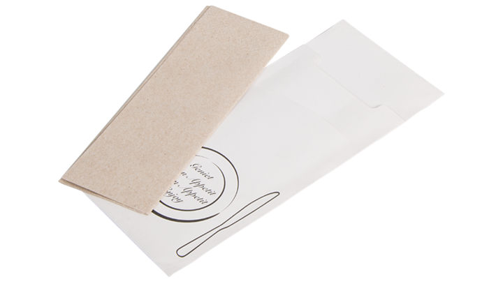 Umweltfreundliche Bestecktaschen von Kandinsky: ServePouch® Eco ab 12500 Stück im Kundendesign.